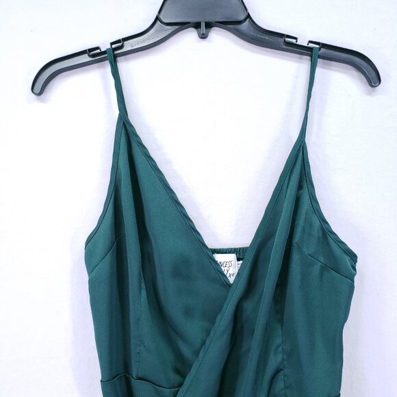 Princess Polly Green Lightweight Silky Sleeveless Short Mini Wrap Dress Size 4 - Picture 3 of 16